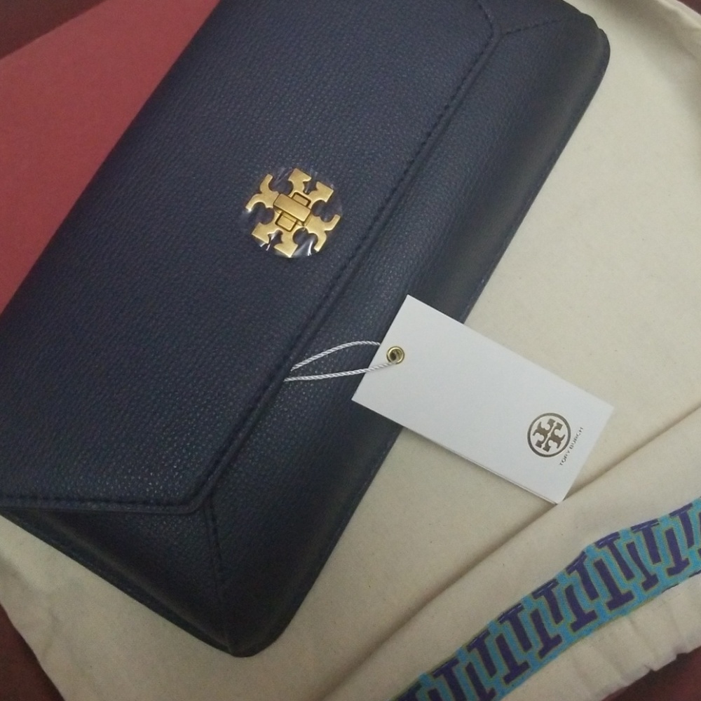 Tory Burch royal navy blue envelop clutch